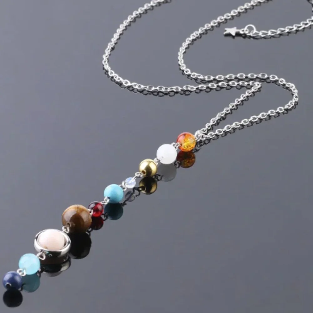 Solar System Aligned Planet/Star Science Necklace